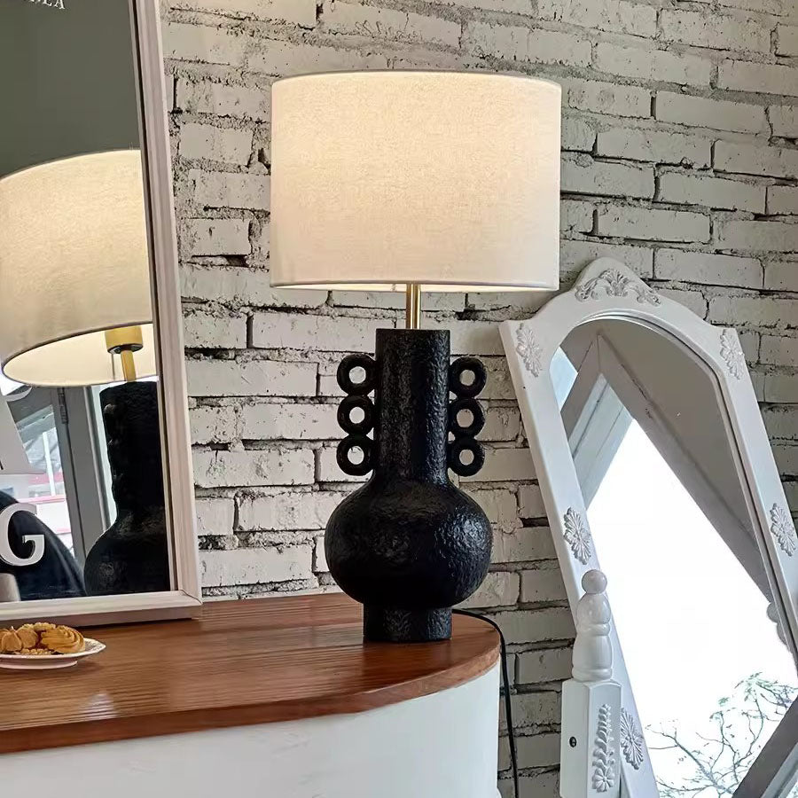 Drum Fabric Jug Resin Table Lamp
