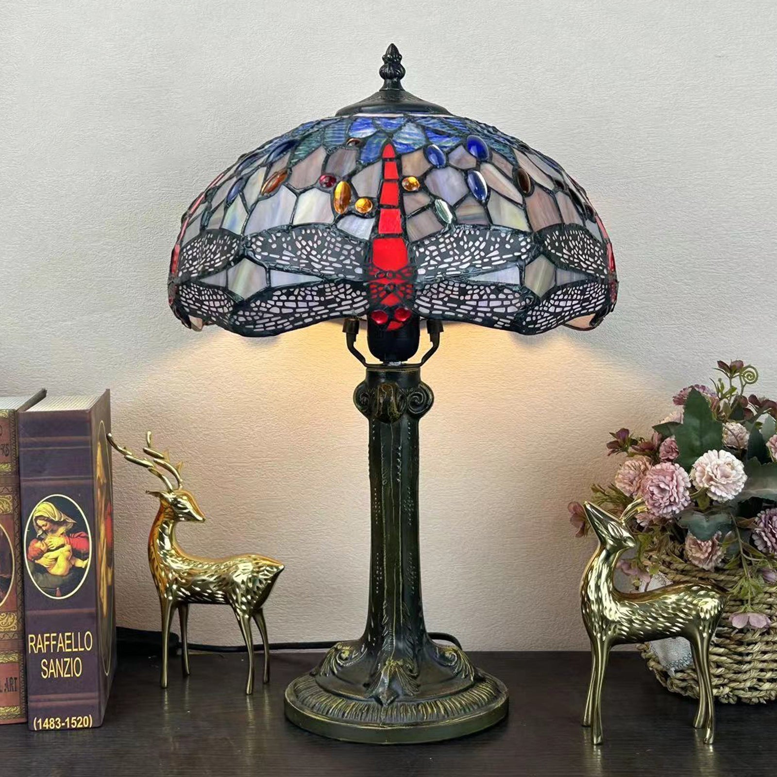 Metal Hardware Glass Semicircular Table Lamp
