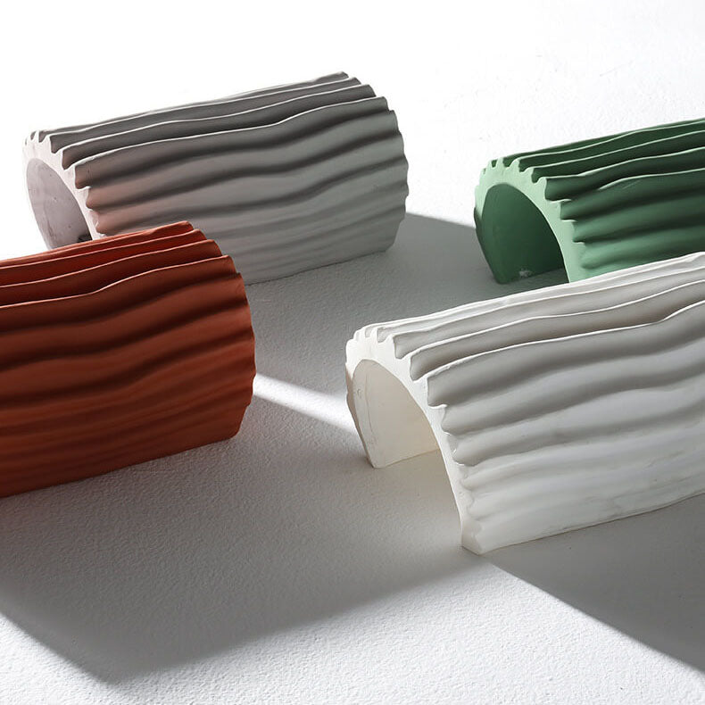 Resin Striped Half Cylinder 2-Light Wall Lamp