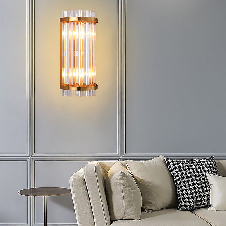 Crystal Plated Column 2-Light Wall Lamp