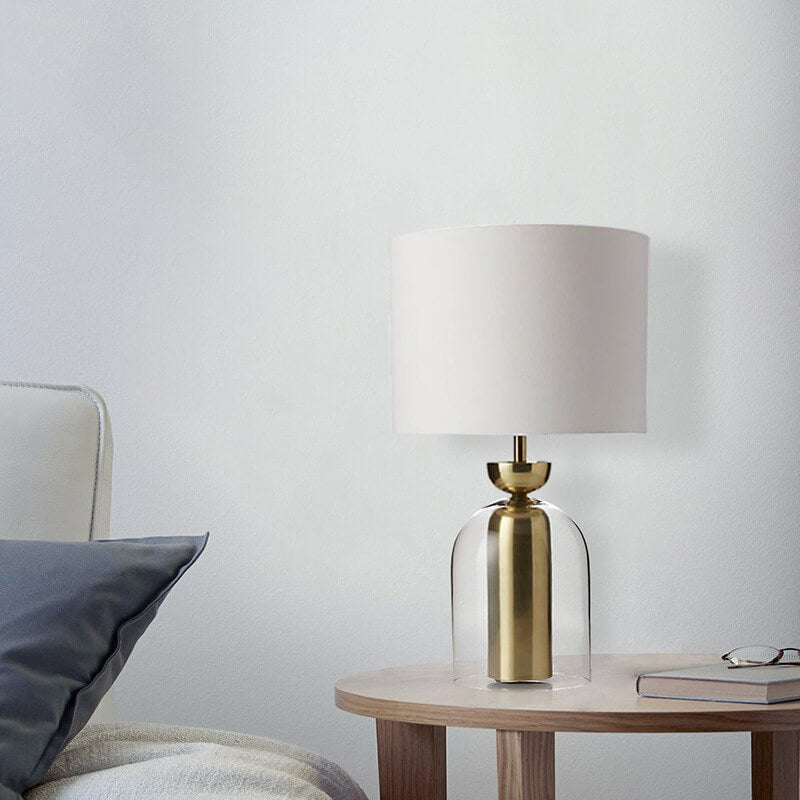 Fabric Cylinder Glass Table Lamp