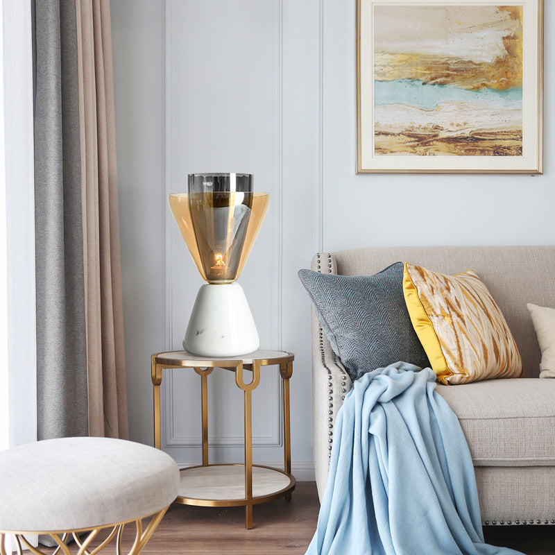 Marble Glass Cone Table Lamp