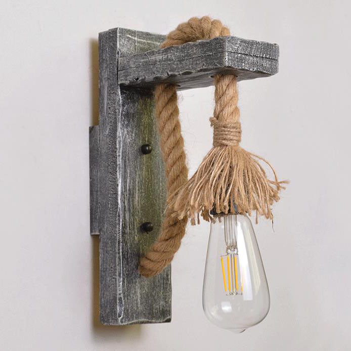 Solid Wooden Twine Wall Lamp