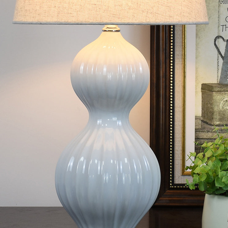 Cylindrical Gourd Shaped Fabric Table Lamp