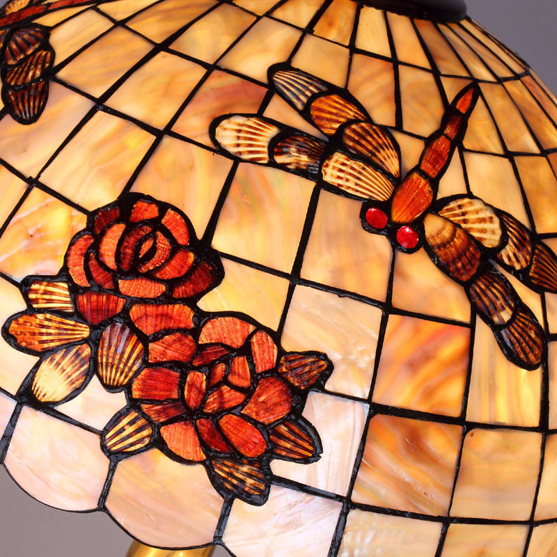 Brass Shell Dome Rose 3-Light Floor Lamp