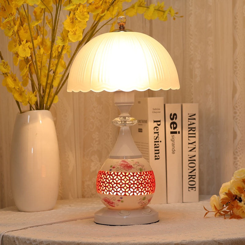 Flower Umbrella Glass Ceramic Table Lamp