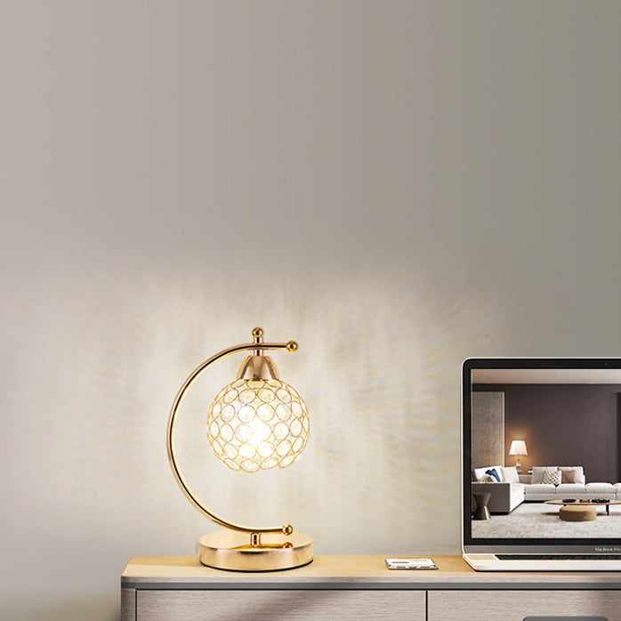 Crystal Iron Round Bedroom Table Lamp
