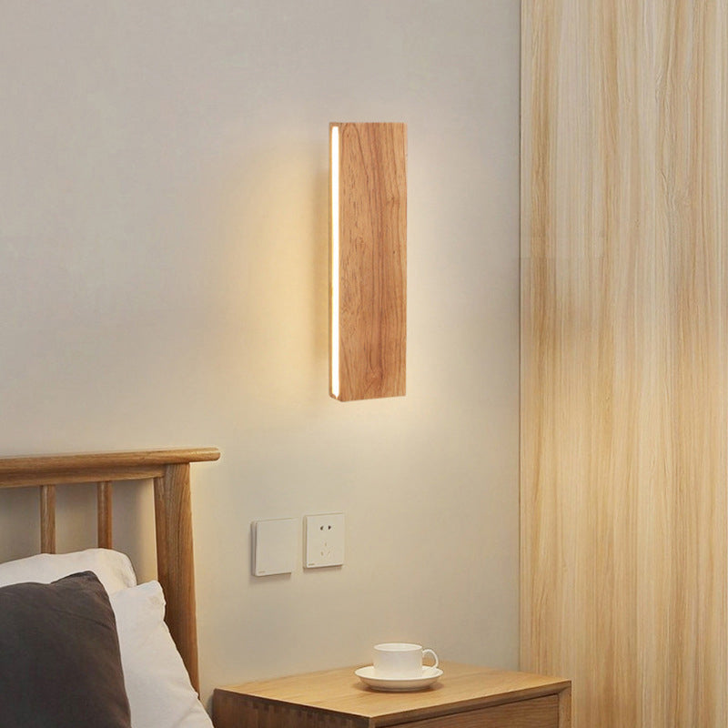 Wooden Acrylic Linear Bedroom Wall Lamp
