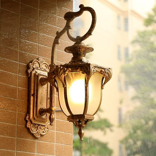 Aluminum Glass Carved Lantern Outdoor Light