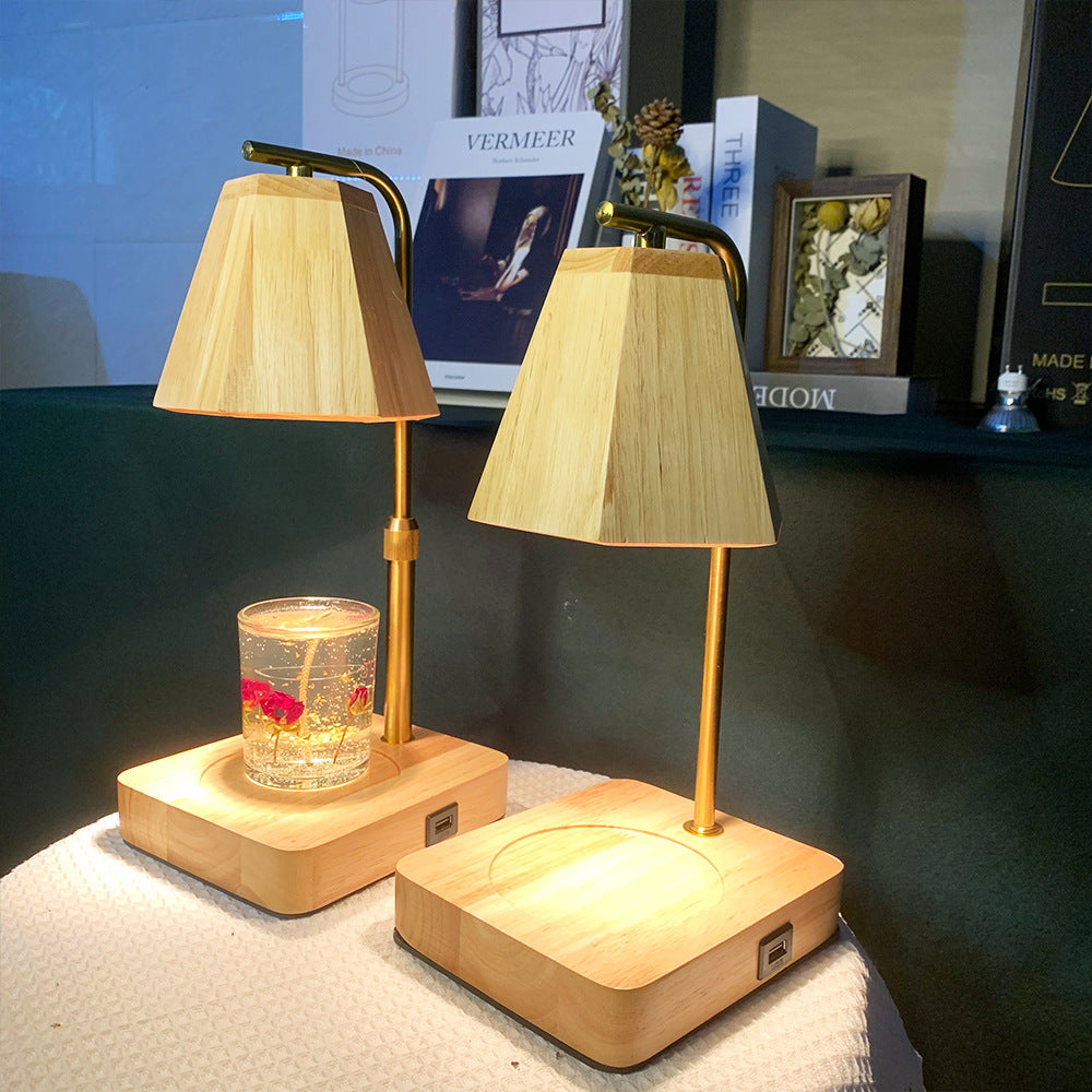 Wooden Hexagonal Liftable Melting Table Lamp