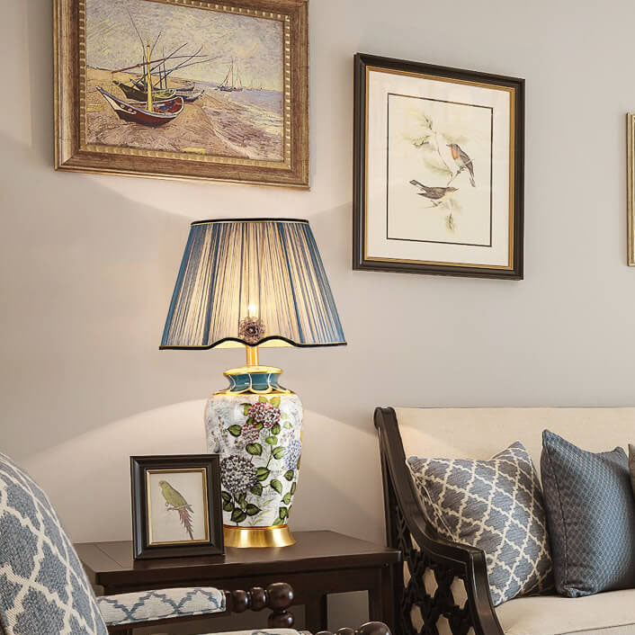 Painted Fabric Ceramic Table Lamp
