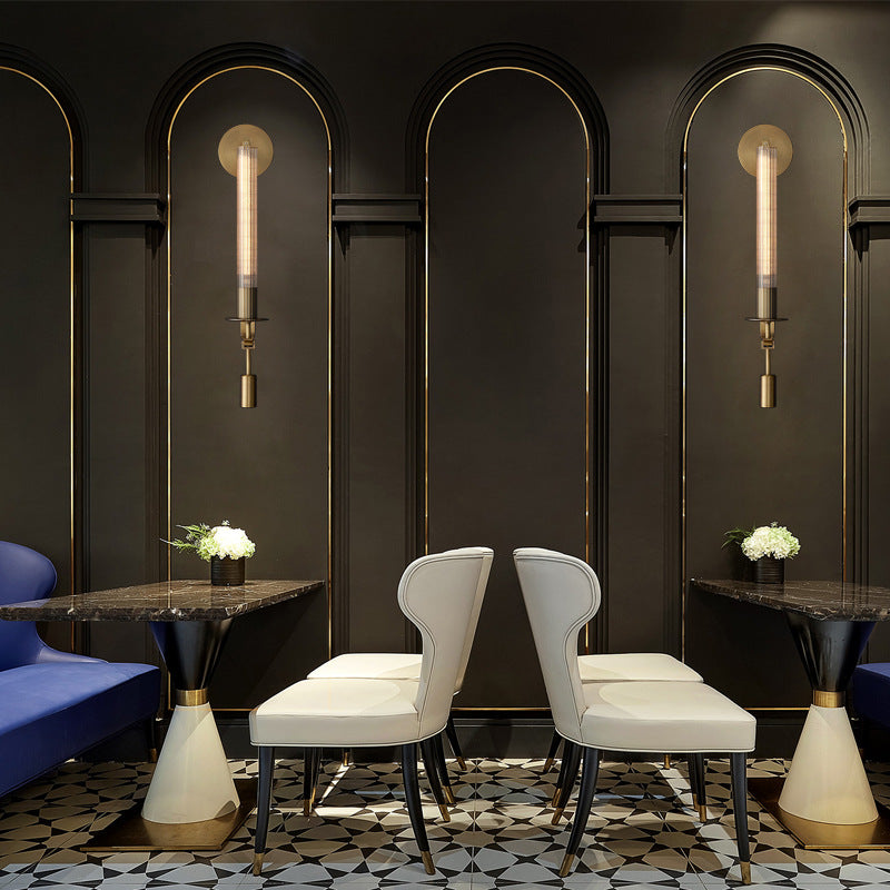 Iron Glass Cylinder Strip Wall Lamp