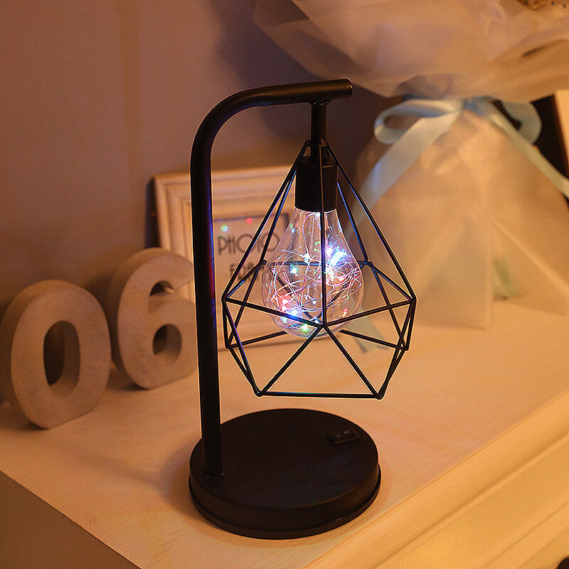 Decorative Diamond Iron Battery Table Lamp