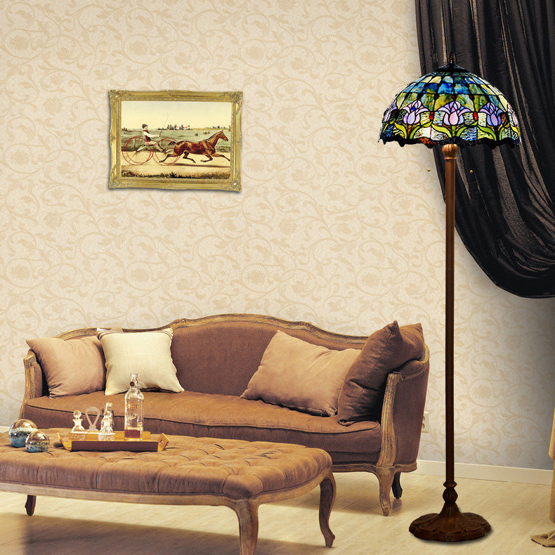 Tulip Stained Glass Dome 2-Light Floor Lamp