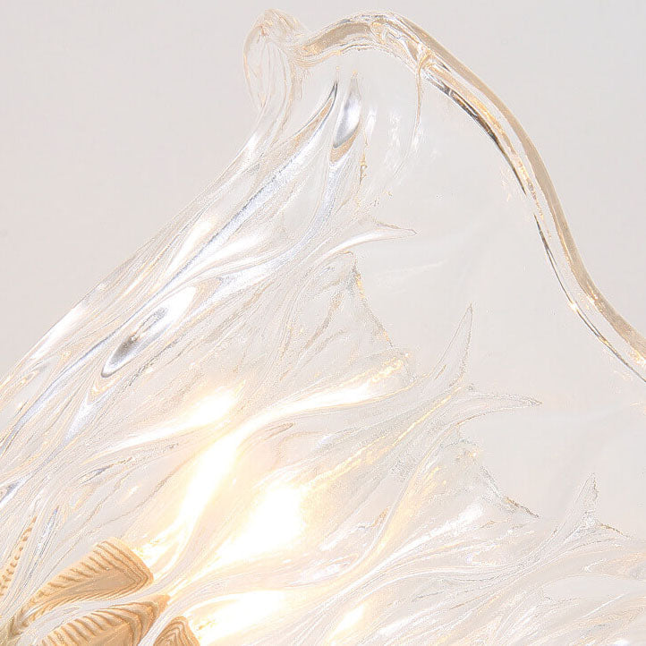Floral Glass Brass Curved Wall Lamp