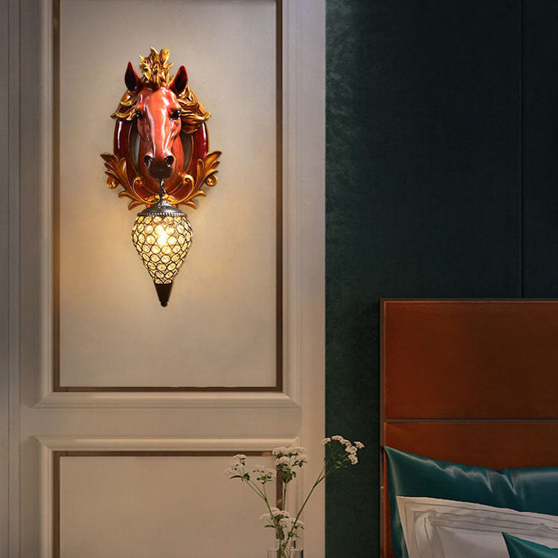 Eclectic Resin Horse Head Wall Lamp
