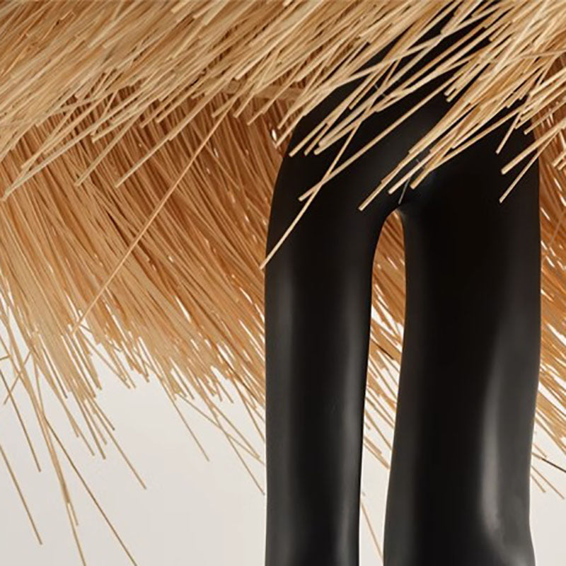 Bamboo Weaving Round Resin Floor Lamp