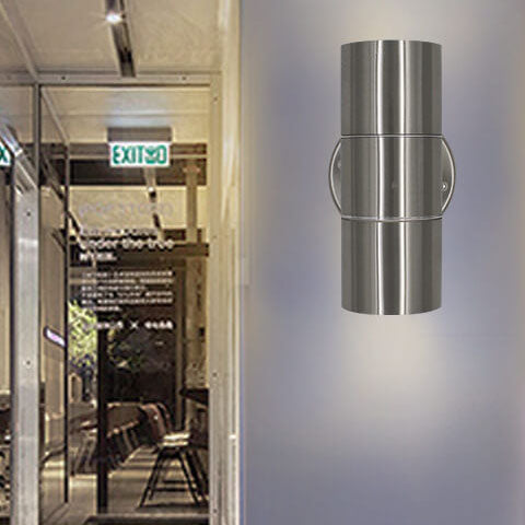 Stainless Steel Cylinder 2-Light Wall Lamp