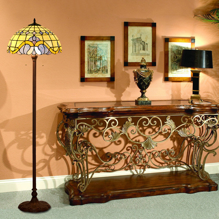 Mediterranean Stained Glass Home 2-Light Floor Lamp