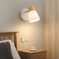 Wood Glass Cone Rotatable Wall Lamp
