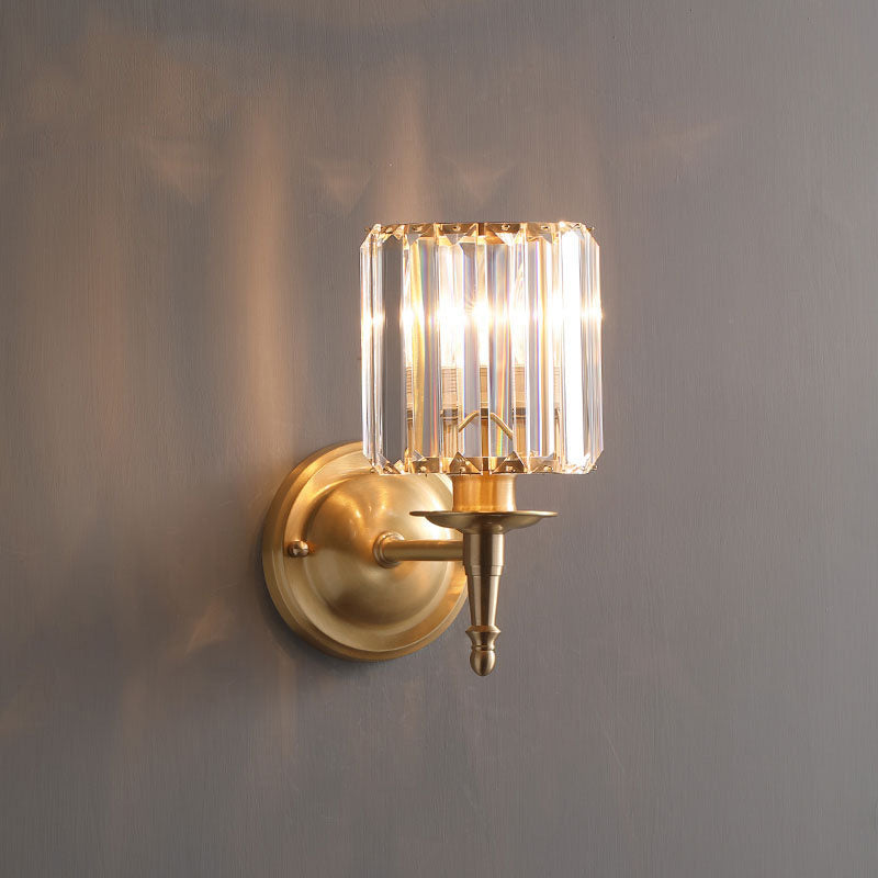 Crystal Copper Cylinder Wall Lamp