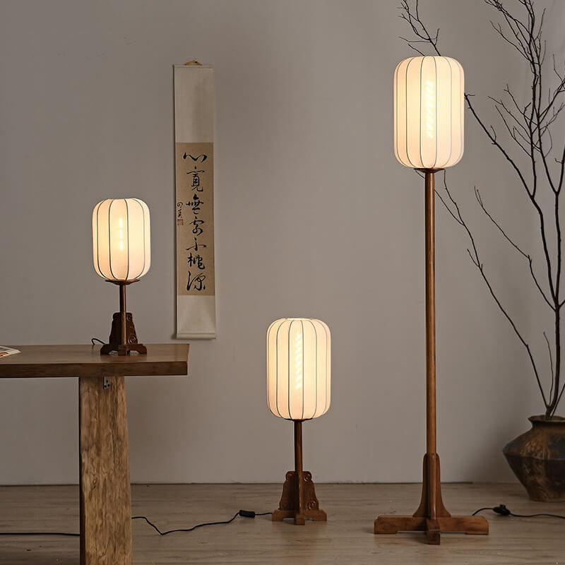 Japanese Zen Rosewood Base Floor Lamp