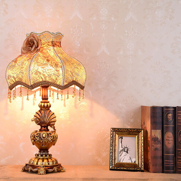 Fabric Tassel Resin Court Table Lamp