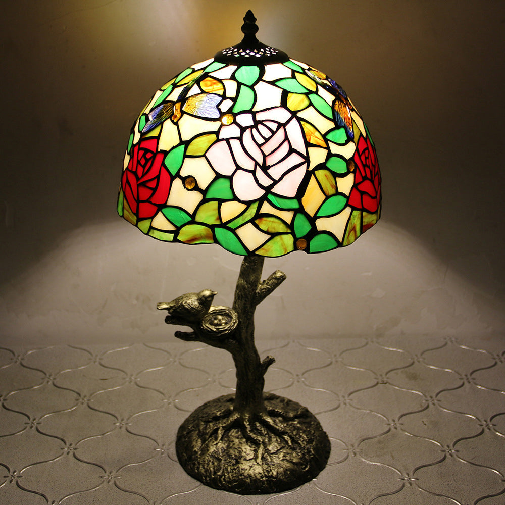 Dome Flower Hardware Stained Table Lamp