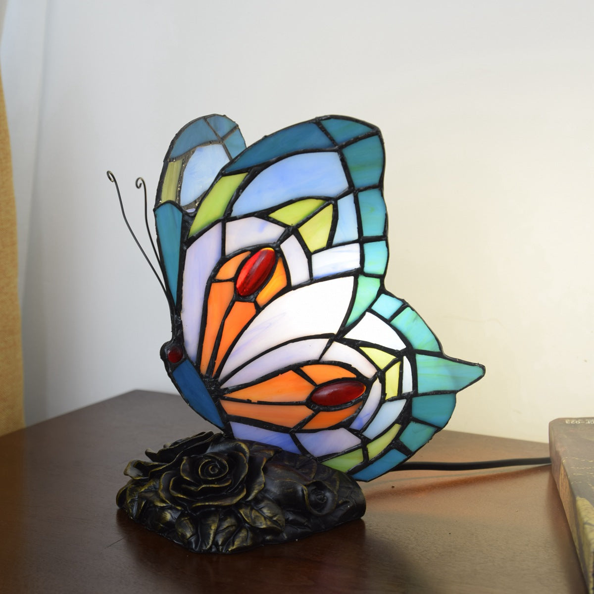 Butterfly Stained Glass Iron Table Lamp