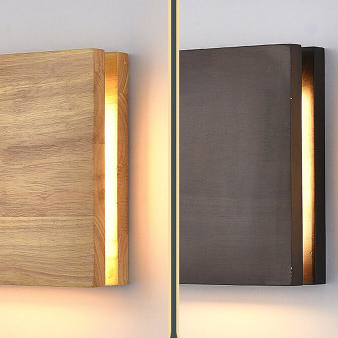 Log Wood Rectangular Wall Lamp