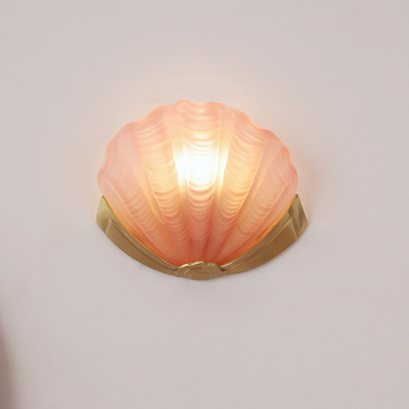 Shell Brass Glass Living Wall Lamp