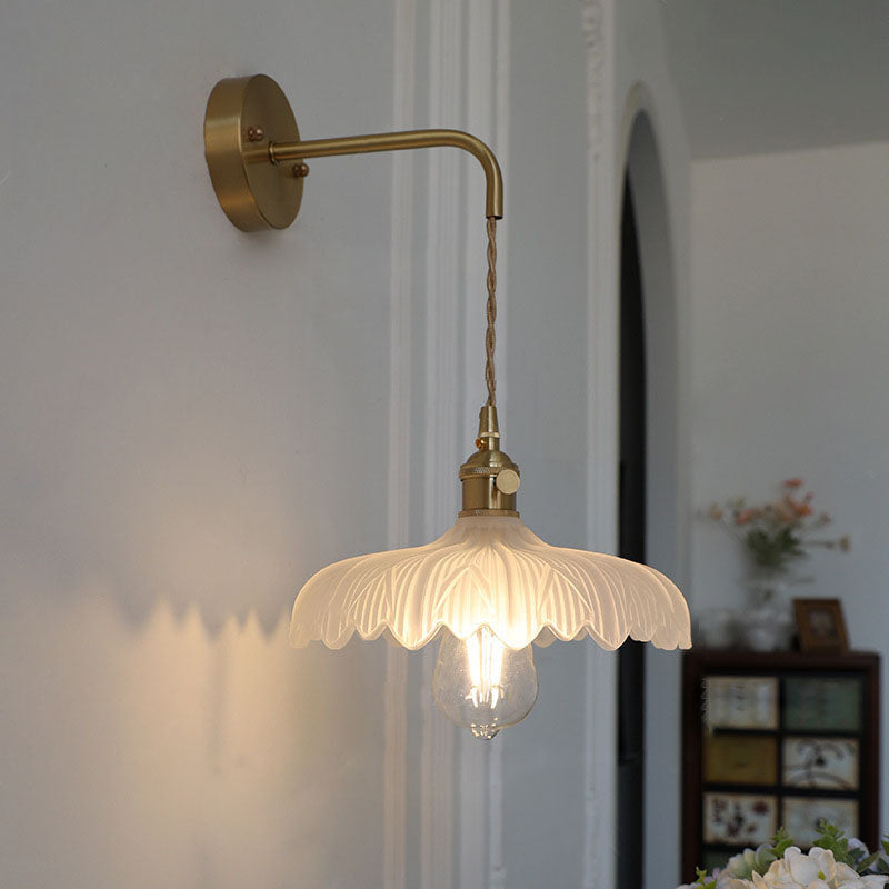 Iron Flower Glass Bedroom Wall Lamp