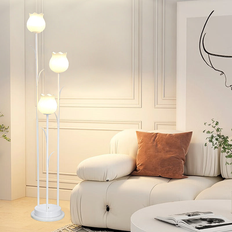 Contemporary Scandinavian Cylinder Flower 3-Light Floor