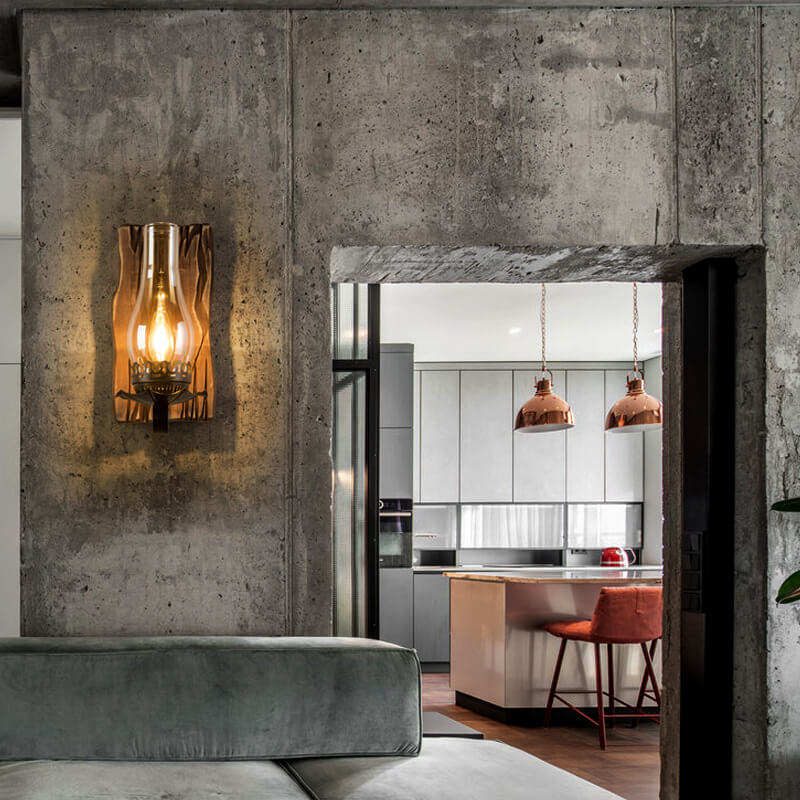 Wood Iron Wall Lamp