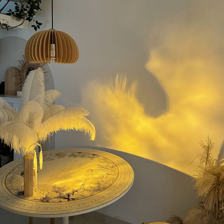 Romantic Solid Wood Rotating Table Lamp