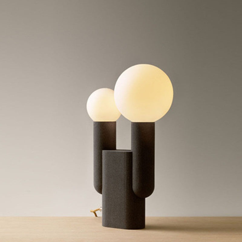 Resin Glass Ball Cylinder 2-Light Table Lamp