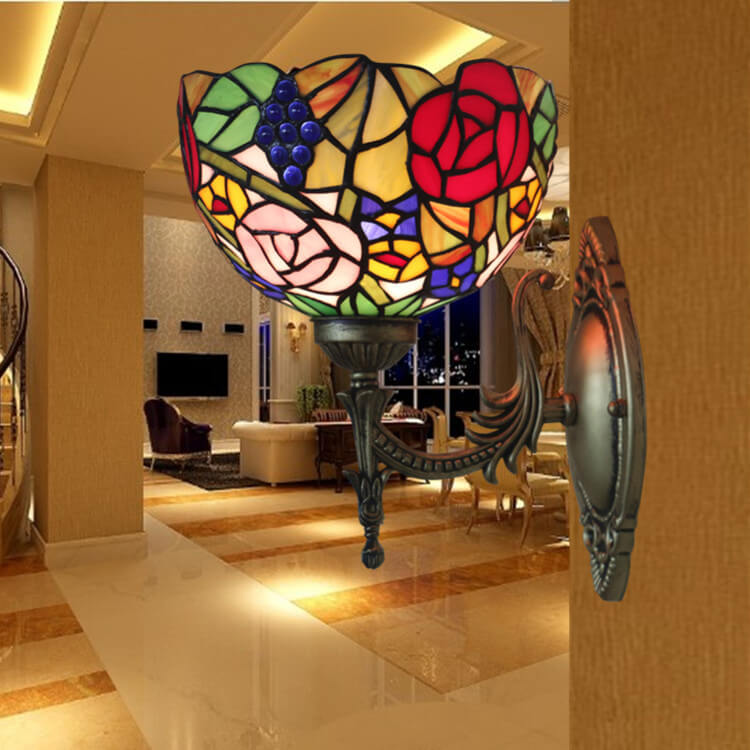 Grape Flower Bowl Stained Wall Lamp