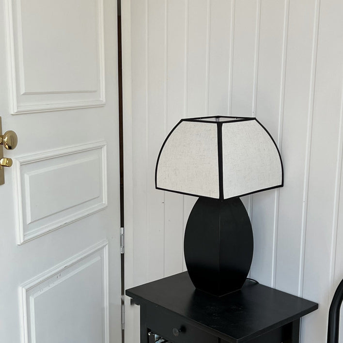 Quadrilateral Column Iron Fabric Table Lamp