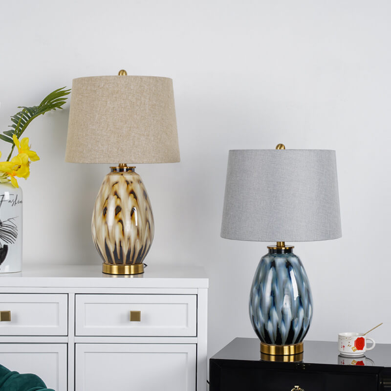 Fabric Water Pattern Ceramic Table Lamp