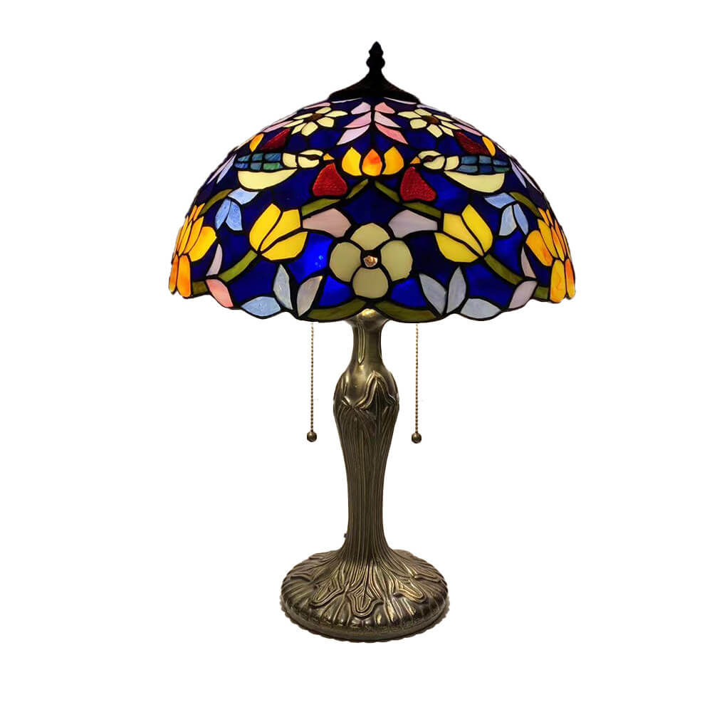 Iron Stained Glass Flower Table Lamp