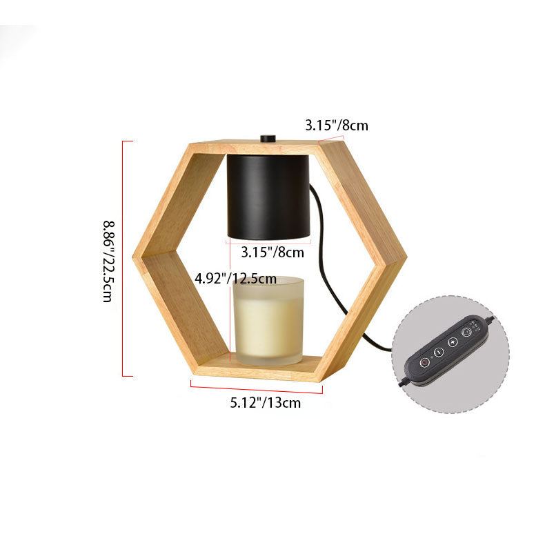 Hexagonal Metal Wood Aromatherapy Table Lamp