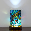 Stained Glass Dragonfly Cylinder Table Lamp
