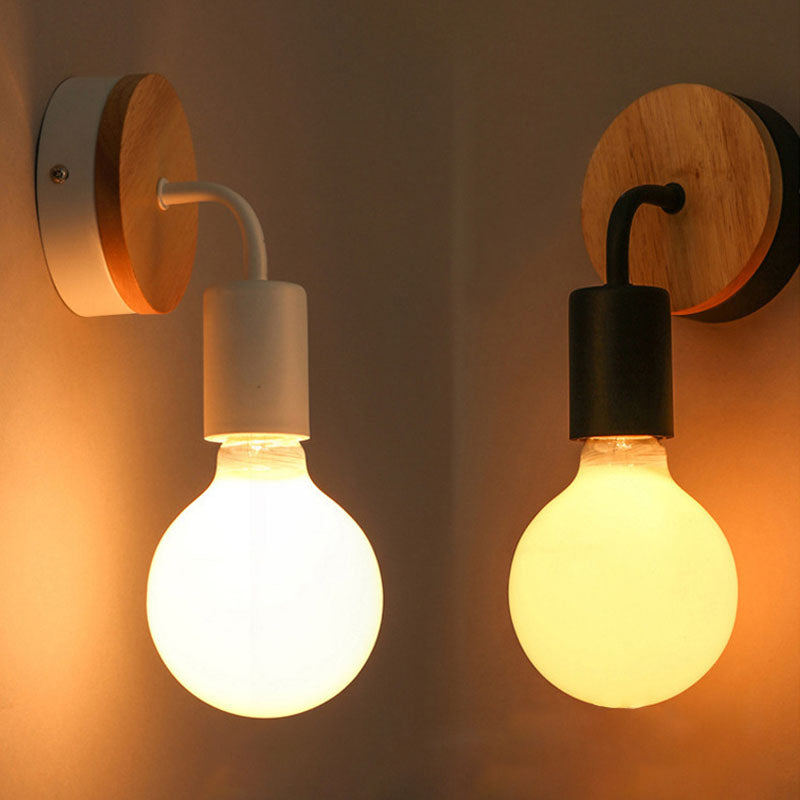 Bent Wood Iron Bedroom Wall Lamp
