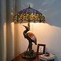 Crane Umbrella Resin Stained 3-Light Table Lamp