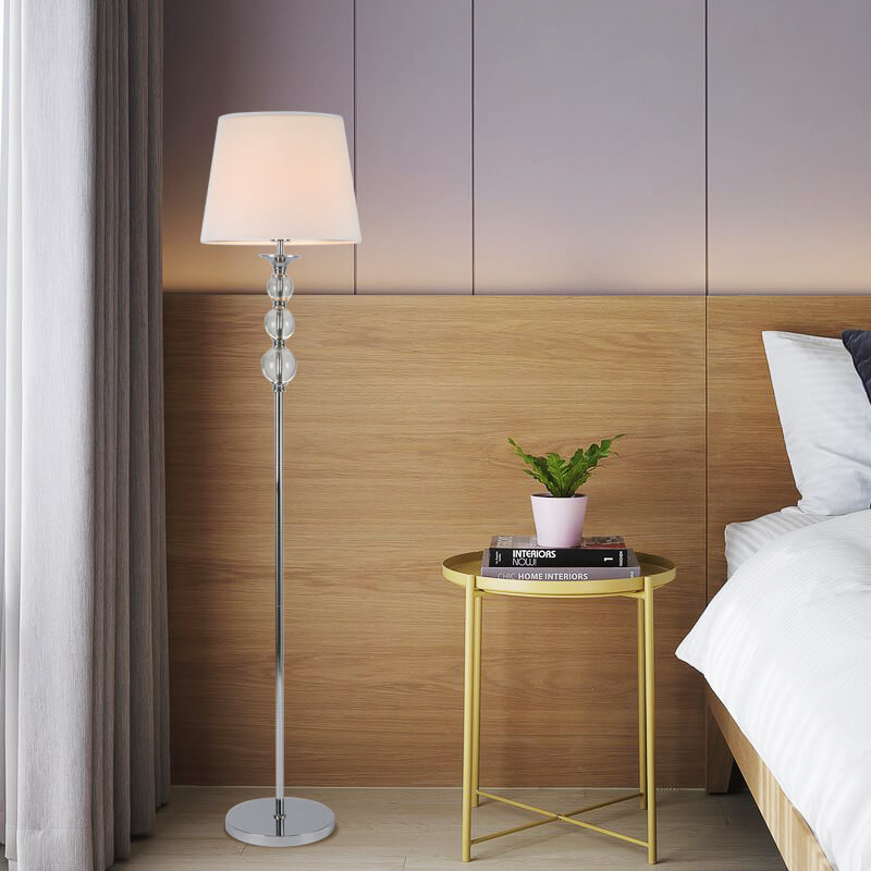 Fabric Cone Glass Plated Floor Lamp