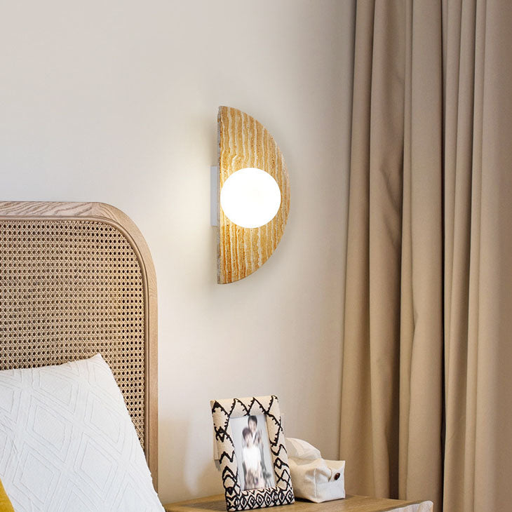 Semi-circular Stone Glass Wall Lamp
