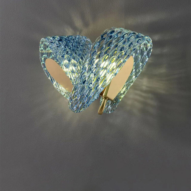 Blue Floral Glass 2/3 2-Light Wall Lamp