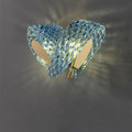 Blue Floral Glass 2/3 2-Light Wall Lamp
