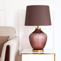 Lucite Vase Glass Fabric Table Lamp