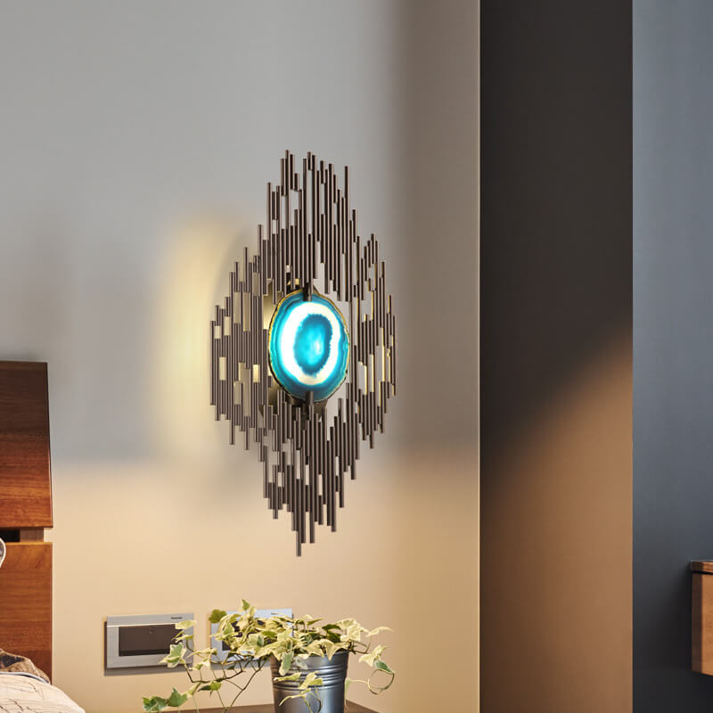 Metal Tube Blue Agate Wall Lamp